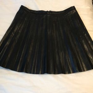 Black, faux leather pleated mini skirt